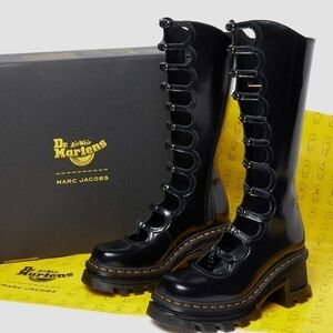 Dr. Martens X Marc Jacobs Black Lace-Up Knee-High Boots